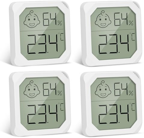 Thlevel Hygromètre Thermomètre 4 Pièces Température Humidité Intérieur Testeur Numérique Portable pour Bureau Cuisine Incubateurs