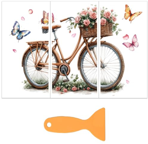OLYCRAFT 3 Stück/Set Fahrrad Transferfolien Zum Aufreiben Für Möbel Und Bastelarbeiten 15x30cm Große Blumen Möbelaufkleber Dekor Möbel Transferaufkleber Mit 1 Teiligem Schaber Für Holzmöbel Dekor