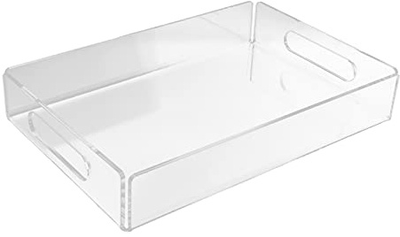 Luqeeg Bandeja Acrílica Transparente, Bandeja de Servicio Liviana con Manijas, Ideal para Sala de Estar de Cocina, Fácil de Organizar, para la Comida de la Cama del Desayuno
