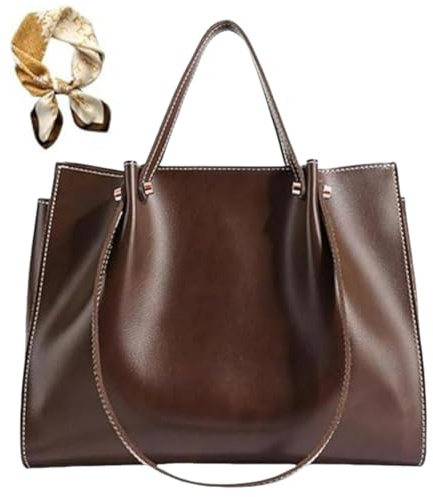 Generisch Women Leather Top Handle Tote Bag,Multi Pockets Large Capacity Shoulder Bag,Vintage Casual Underarm Satchel with Zipper