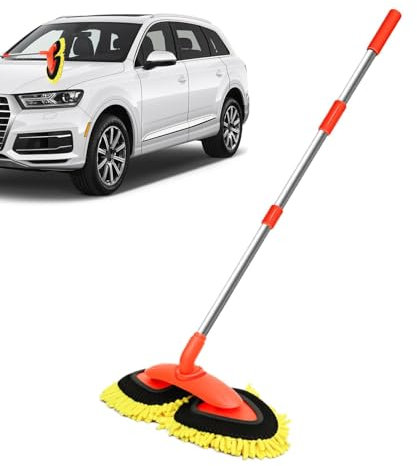 Fregona para lavado de suelos, cepillos de lavado para vehículos, cepillo largo para ventana de ventana | Herramienta de limpieza de parabrisas ajustable, fregona retráctil para el hogar