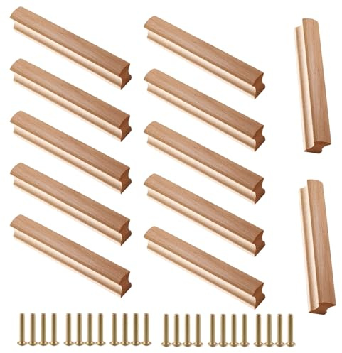 GANILITY Maniglie in Legno, 12 Pezzi Tiranti per Mobile Bar con 24 Viti, Interasse Fori 160 Mm, per Ufficio, Bagno, Soggiorno, Camera da Letto, Cucina