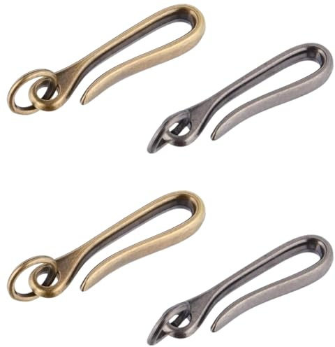 CRASPIRE 4 Portachiavi A Forma di U con Gancio Portachiavi Tibetano Argento Bronzo Ottone Amo da Pesca Giapponese Anelli di Congiunzione Lega Solida Fibbia Antica Clip per Cintura Tasca Portaoggetti