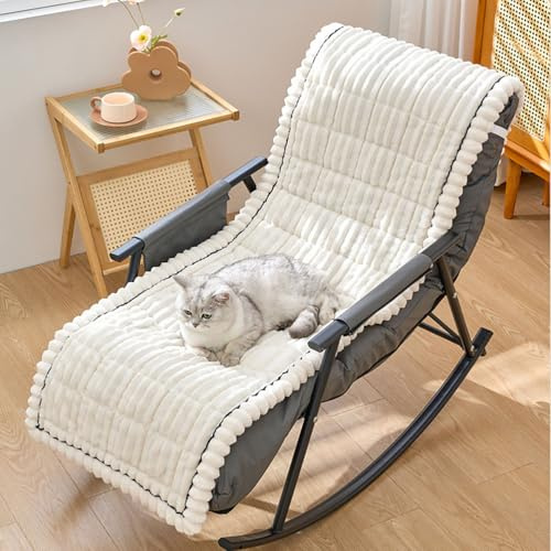 Generisch Sesselschoner Relaxsessel Sesselüberwurf, Weiche Plüsch Sesselauflage, Anti-Rutsch Schonbezug, Flauschiger für Haustiere, Sofa Waschbar Sesselbezüge für Haustieren Hund,Weiß,50 * 50cm