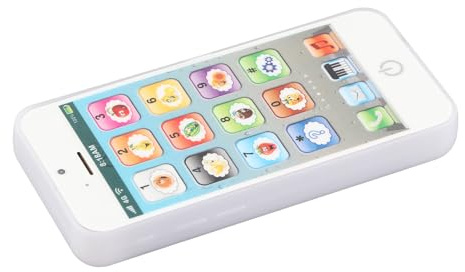 SIXRUN Baby Cell Phone Toy with Music and Lights, Interactive Educational Mobile Phone for Toddlers, Portable Learning Toy with Flashing Lights and Clear Sound for Travel (White)