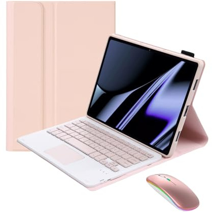 Custodia con Tastiera per Honor Pad 10 / Tablet 10 12,1 pollici 2025 con Touchpad Tasti quadrati Tastiera Bluetooth 5.0 e Mouse Dual Mode(Pink)