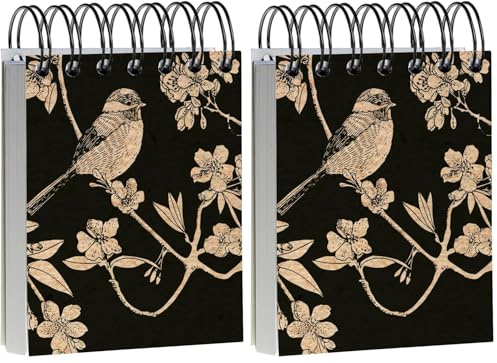 Clairefontaine 116044C - Un Petit Bloc Notes A Spirale Motifs Nature sur Couverture Kraft - 9x11cm - 160 Feuilles Unies 90g - Collection Le Cerisier Blanc - 3 visuels, livraison aléatoire (Lot de 2)