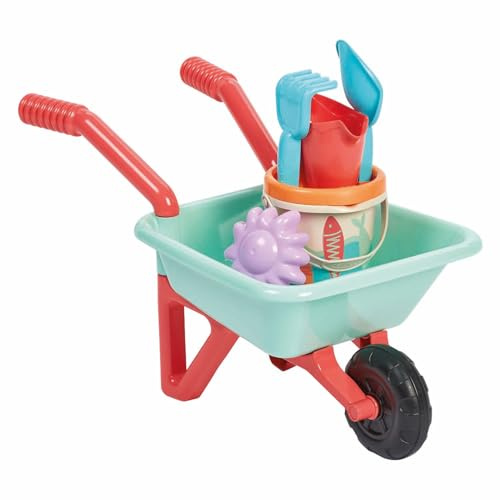 Ecoiffier - Carrello da Spiaggia per Bambini Completo a Tema Sardine - Include Secchiello, Annaffiatoio, Pala, Rastrello, Setaccio, Formina - Dai 18 Mesi - Giocattolo per Bambini - 263 - Garanzia