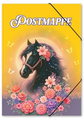 itenga Postmappe Gummizugmappe mit Motiv DIN A4 mit Gummizugverschluss - Sammelmappe Eckspanner (Pferd BELLA)