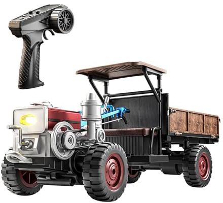Luocute Tractor RC, Vehículo Agrícola con Control Remoto 4WD Totalmente Proporcional de 2,4 GHz con Función de Pulverización y Efecto de Sonido, para Niños y Adultos para Jugar Al Aire (Blue)