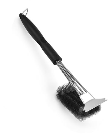 Amig - Brosse de Nettoyage pour Barbecue 2 en 1 AM36 - Fils en Acier et en Acier Inoxydable - Poignée en polypropylène - 40 x 5 cm - pour grilles et barbecues