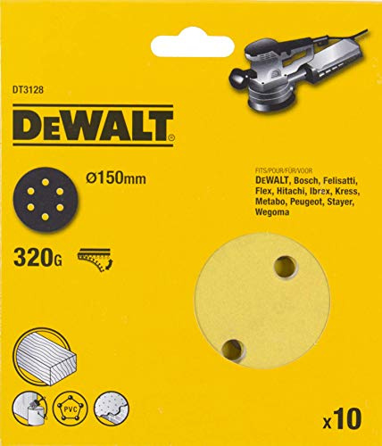 DEWALT Disques abrasifs 125mm grain 320 10 pièces DT3128-QZ