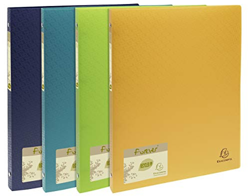 Exacompta 511570E Ringhefter Forever DIN A4 aus Recycling-Kunststoff 4 Ringe 20mm breit 1 Stück Zufallsfarbe ideal für Schule und Büro Ringhefter Ringordner Ringbuchordner
