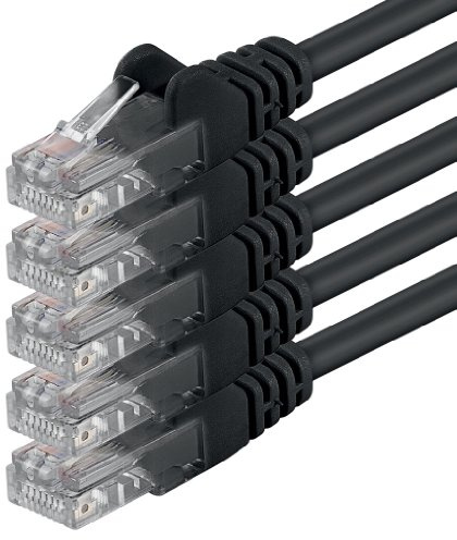 1aTTack.de 5x 0,5m Câble Réseau Cat6 Cat 6 - RJ45 Ethernet LAN DSL Routeur Modem - Noir