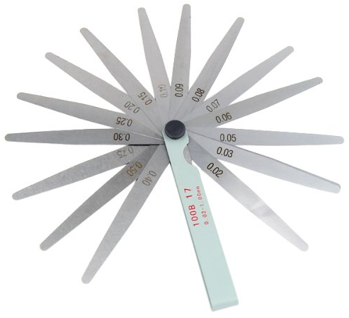 TRIXES Outil de mesure pour bougies jauge d'épaisseur 0,02 à 1,0 mm comportant 17 lames acier