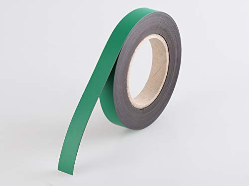 magnetisches Etikettenband 20mm x 10m, Farbe wählbar, 1 Rolle – magnetische Etiketten Rollenware, Lageretiketten magnetisch, beschriftbar, Magnetstreifen (grün)
