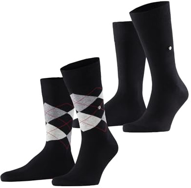 Burlington Everyday Mix Multipack M So algodón estampados 2 pares, Calcetines Hombre, Negro Black 3000, 40-46