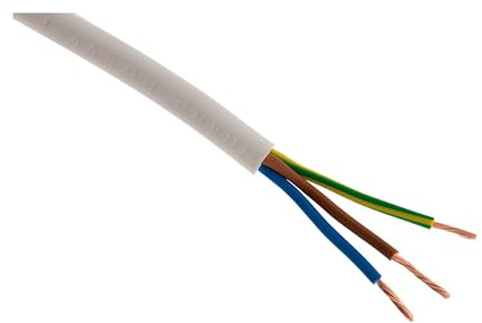 Zenitech - H05VV-F 3G1.5mm² Elektrisches Stromkabel - Haushaltskabel Für Haushaltsgeräte - Flexibel, Abriebfest Und Feuchtigkeitsbeständig - Weiß - 25m