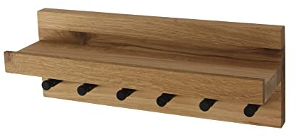 HolzKaspero Schlüsselboard KasperoKey L Wildeiche mit 6 Haken und Ablage