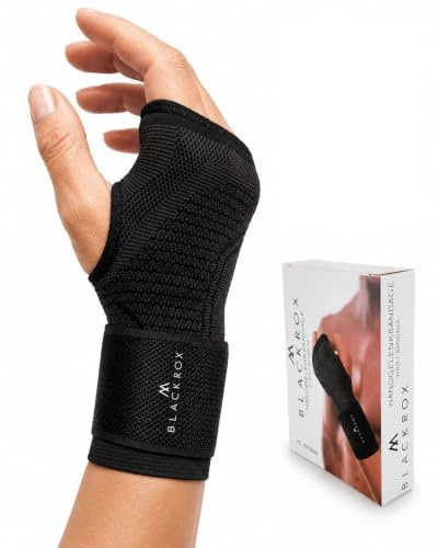 BLACKROX Handgelenkbandage [Links & Rechts] Vergleichssieger 2024 | Damen & Herren | Starke Handgelenkstütze | Unterstützt bei einer Sehnenscheidenentzündung | Handgelenkschoner | Schwarz