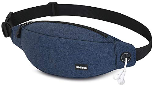 Bauchtasche für Damen und Herren Gürteltasche Schwarz Hüfttasche Outdoor Handytasche Sport Wasserdicht Laufgürtel Geldgürtel für Camping Wandern Fitness Fahrrad Reisen Jagd Groß (Navy Blau)