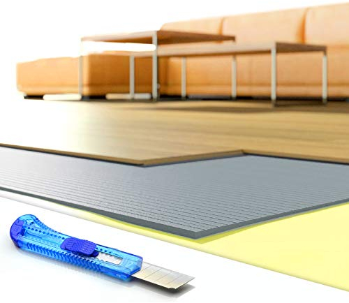 DQ-PP Trittschalldämmung | 60m2 | 5mm stark | XPS grau | 0,5x1,0m Platten | GRATIS Cuttermesser | Dämmung Unterlage für Laminat Boden Parkett Fußboden | Trittschalldaemmung Daemmung Unterlagen