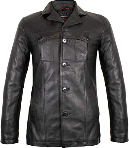 MDM Herren Lamm Nappa Lederblazer, schwarz (Gr. L)