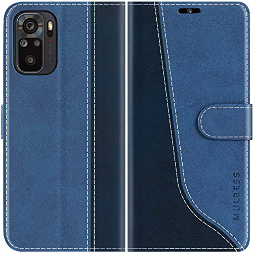 Mulbess für Xiaomi Redmi Note 10 4G / Redmi Note 10S Hülle, Handyülle Leder mit Kartenfach, Klapphülle mit Magnetverschluss, Flip Case Etui Handytasche Schutzhülle, Stilvoll Diamant Blau