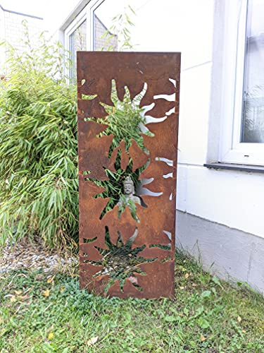 Zen Man Edelrost Garten Sichtschutz aus Metall 1.2mm Rost Gartenzaun Gartendeko Rost Sichtschutzwand 031753-2 B50H125cm 7,55kg
