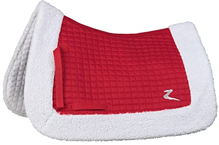NETPROSHOP Weihnachts Schabracke Sattelpad mit weichem Kunstfell gesäumt Gr. Pony o Full, Groesse:Full, Farbe:Rot