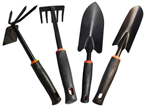 Bolsa de Herramientas de jardín 4 Piezas Juego de Herramientas de jardín Mango de Madera Rastrillo Pala Redonda Doble Kit de Herramientas de jardinería Fácil de Llevar