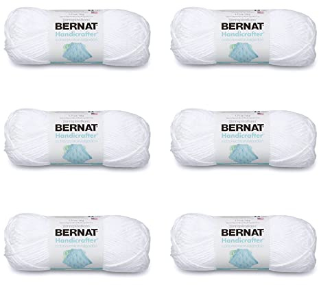 Bernat Handicrafter Cotton White Yarn - 6 Pack of 50g/1.75oz - Cotton - 4 Medium (Worsted) - 80 Yards - Knitting, Crocheting & Crafts