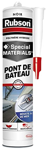 Rubson Special Materials, Mastic Pont de Bateau, Cartouche 280 ml, Noir | Mastic noir, Résiste à l'eau de mer, UV et variations de température -40°C à +80°C, Élasticité jusqu'à 25%, facile à lisser