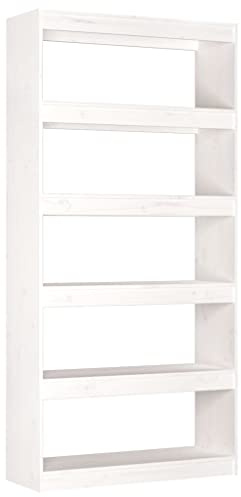 vidaXL Bücherregal Raumteiler Standregal Aktenregal Wandregal Büroregal Raumtrenner Holzregal Regal Aufbewahrung Weiß 80x30x167,4cm Massivholz Kiefer