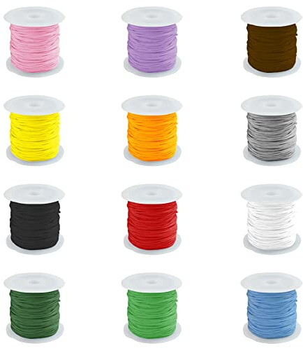 WENRERO 12 Rollen 0.8mm Faden Schnur 20M Schmuck Nylonschnur Perlenfaden Schnur in 12 Nylon Knotenschnur Handstrickschnur Sicken Fadenschnur für DIY, Handwerk, Schmuckherstellung