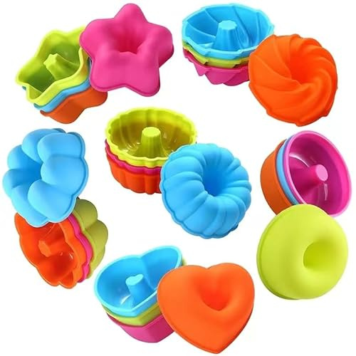Stampi in silicone per cupcake e muffin,riutilizzabili,confezione da 24