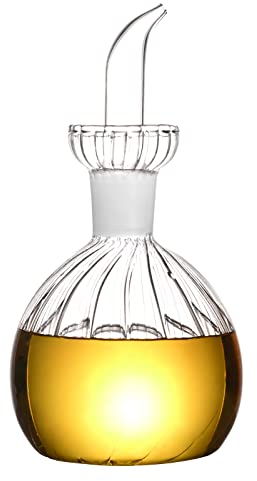 ELETON Decanter in vetro per olio d'oliva, a forma di sfera, a strisce, per olio d'oliva