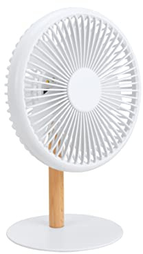 Gingko Beyond - Ventilatore/luce da scrivania staccabile, telecomando o pulsante, 3 velocità del vento freddo, ricarica USB-C, ventola sospesa e luce con supporto in legno di alta qualità (bianco