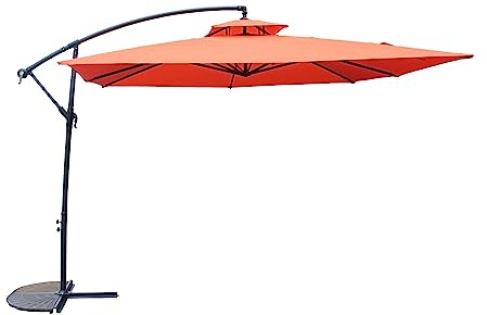 CONCEPT USINE Parasol Déporté Carré CAPRI Terracotta Alu 3x3 m | Toile Polyester 160 g/m², Structure Époxy Anti-Oxydation, Réglable en Hauteur, Protection UV 50+