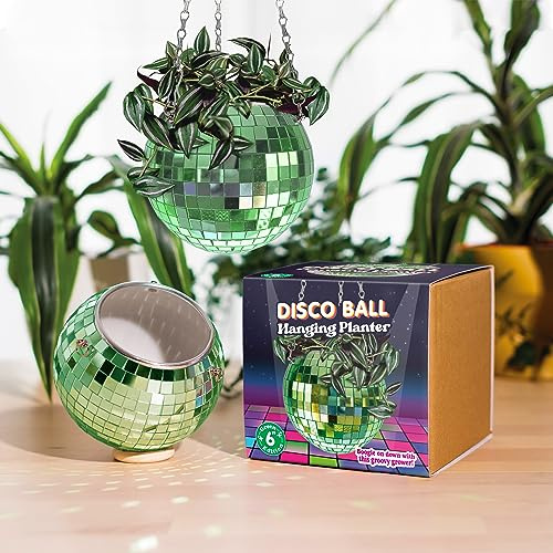 Bubblegum Stuff - Grüne Discokugel-Hängepflanzgefäß – 15,2 cm – hängende Pflanzgefäße – Zimmerpflanzen – erhältlich in mehreren verschiedenen Größen – tolles Geschenk für Pflanzenliebhaber