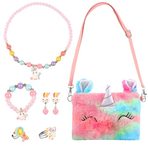 Talifoca Sac Licorne Jouet Fille 2-8 Ans, Bijoux Licorne Fille Cadeau Anniversaire