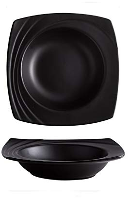 Piatti Piani Piatto Fondo Quadrato A Lati Lati, Piatto da Portata per Insalata di Pasta in Ceramica Piatto Piano Personalizzato per Ristorante E Uso Familiare (Nero, Conf