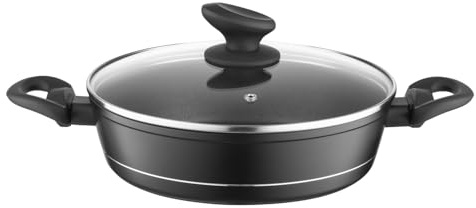 FLORINA Faitout Aluminium (3,5 l) I Diamètre de 28 cm I Marmite avec Couvercle en Verre DELUX I Casserole avec Fond à Induction I Faitout pour Induction, Marmite tous Feux I Revêtement Antiadhésif