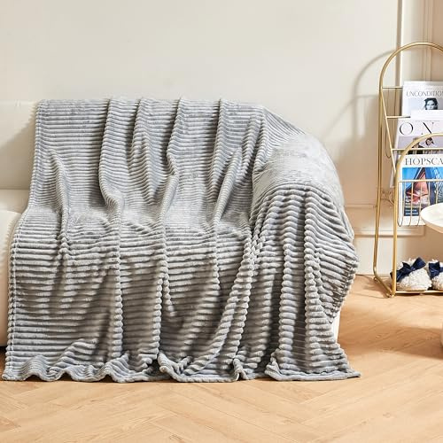 Rendiele Flauschige Fleecedecke als Sofadecke, Schlafdecke & Wohndecke (Grau, 150 x 200 cm)