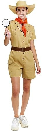 Partilandia Disfraz de Exploradora clásica con cinturón para mujer Talla M
