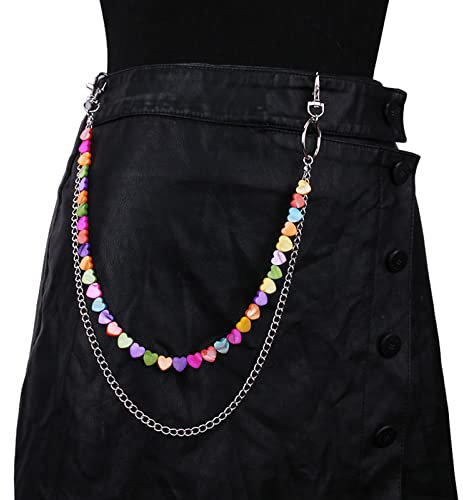 Lilinzhi Buntes Taillenband mit Perlen, Jeans, Hose, Geldbörse, Schlüsselanhänger, Geldbörsenkette, 5, One size