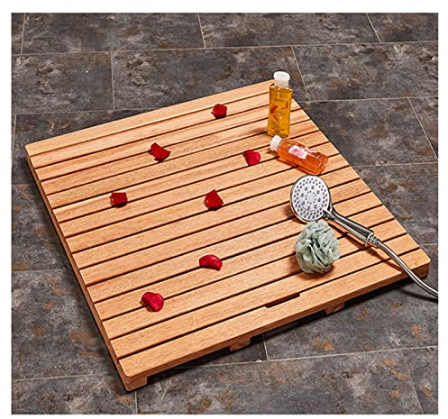 Holz-Duschmatte, Bambusmatte, Holz-Duschmatte, Badematten, rutschfeste, wasserdichte Fußpolster für Badezimmer/Badewanne/WC, anpassbar, 75 x 80 cm