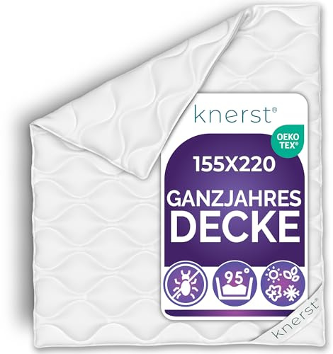 KNERST Ganzjahresdecke 155x220, atmungsaktive Steppdecke, Made in EU | Ganzjahresdecke, atmungsaktive Bettdecke, temperaturausgleichend, waschbar, allergikergeeignet, Steppdecke, OEKO-TEX