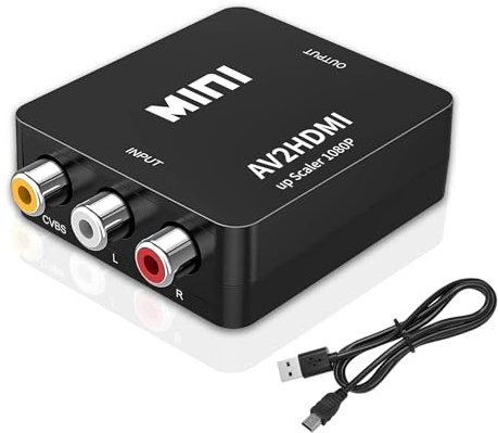 baolongking RCA to HD Adapter, AV to HD Converter,1080P to HD CVBS AV Composite Adapter for PS2 Wii Xbox SNES N64/TV/PC/ PS3/ STB/Xbox VHS/VCR/Blue-Ray DVD Players (RCA converter)