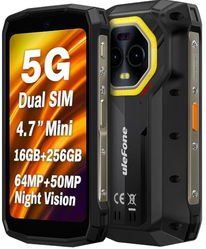 Ulefone Armor Mini 20 Pro 5G Outdoor Smartphone, Palmgröße, 5G Dimensity 6300 16GB+256GB, 6200mAh Akku Wireless Charge, 64MP+50MP Nachtsichtkamera, 4,7 HD+90Hz, IP68 Wasserdicht Android 14, NFC